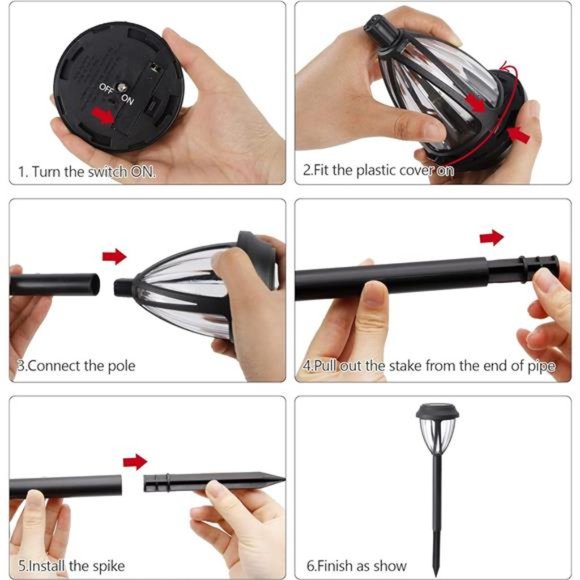 12 Pack Outdoor Solar Pathway Lights, Solar Powered Garden Decorative Lights - Picture 6 of 7